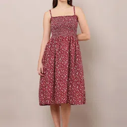 Mast & Harbour Women Floral Print Shoulder Straps Fit & Flare Midi Dress-picture-17