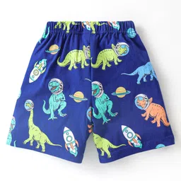 Babyhug Single Jersey Knit  Half Sleeves Nightsuit with Dino Print - Navy Blue image 5