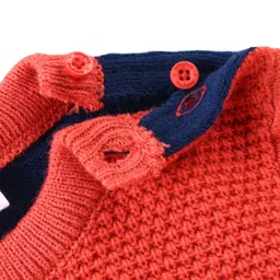 Babyhug Full Sleeves Striped Sweaters - Orange & Navy image 5