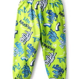 Babyhug Cotton Knit Full Sleeves Co-ords Night Suit with Text Print - Limegreen image 5