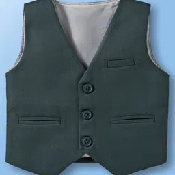 Mark & Mia Cotton Woven Full Sleeves Solid 3 Piece Party Suit With Bow - Dark Green & White image 5