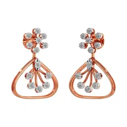 Joyalukkas 18k (750) Purity Rose Gold Floral Sparkle Triangle Diamond Earrings-picture-26