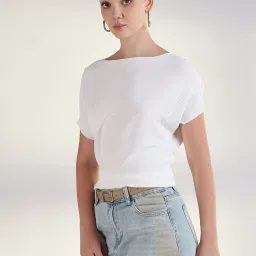 showoffff Showoff White Cotton Regular Fit Top image 3