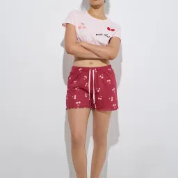 Wunderlove by Westside Pink Printed Cotton Shorts Set In A Bag image 3