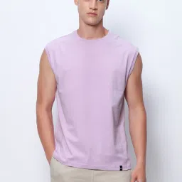 Bewakoof Purple Relaxed Fit Plain Vest image 3