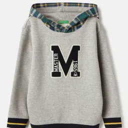 United Colors of Benetton Grey Cotton Blend Regular Applique Sweatshirts-picture-41