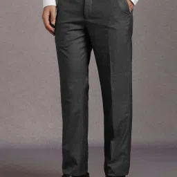 Louis Philippe Grey Slim Fit Texture Trousers image 3