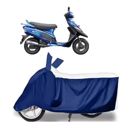 Auto Pearl Two Wheeler Cover for TVS Pep Plus BS6 - White, Blue-picture-20