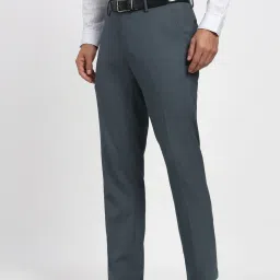 Peter England Grey Slim Fit Texture Trousers image 3