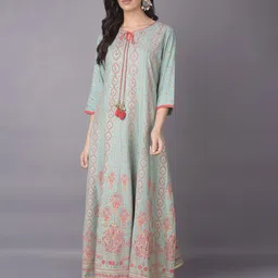 Shree Ethnic Motifs Print Tie-Up Neck A-Line Maxi Dress-image-39