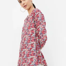 Melange by Lifestyle Sage Green & Red Floral Print Kurti image 3