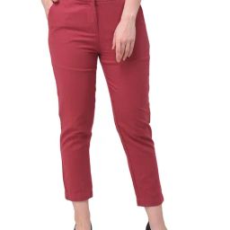 Woodland Red Regular Fit Flat Front Trousers-picture-36