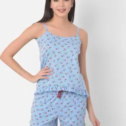 Clovia Light Purple Printed Cami Top With Shorts-image-61