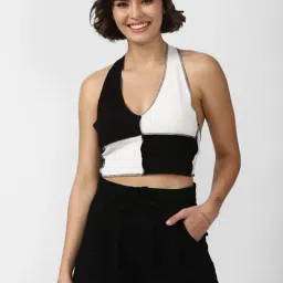 Forever 21 Black & White Color-Block Crop Top-image-59