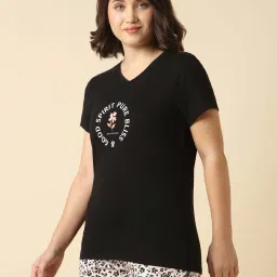 Van Heusen Black Relaxed Fit Printed Night T-Shirt image 3