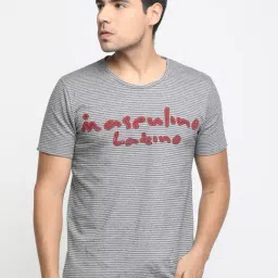 Masculino Latino Grey Cotton Regular Fit Striped T-Shirt-picture-16