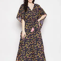 Clovia Blue Floral Print Kaftan-picture-36