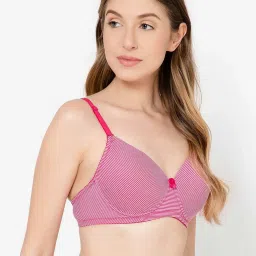 Clovia Pink Striped T-Shirt Bra image 3