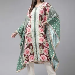 Ahalyaa Green Printed A Line Kaftan Kurta-picture-10