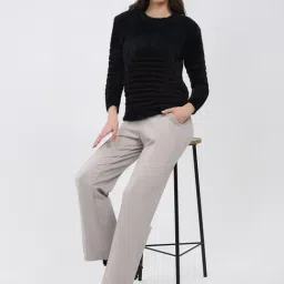 Monte Carlo Black Regular Fit Striped Sweater image 5