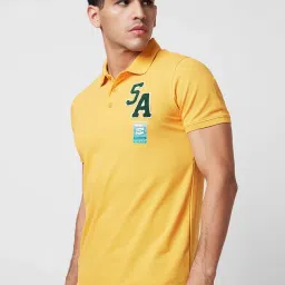 Spykar Yellow Slim Fit Polo T-Shirt image 3