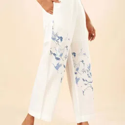 Akkriti by Pantaloons Snow White Cotton Printed Flared Pants image 3