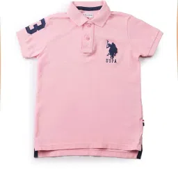 U.S. Polo Assn. Kids Light Pink Solid Polo T-shirt image 3
