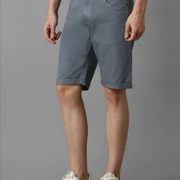 Louis Philippe Jeans Grey Cotton Slim Fit Shorts image 3