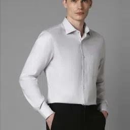 Louis Philippe Grey Cotton Regular Fit Texture Shirt image 3