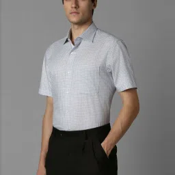 Louis Philippe Blue Cotton Regular Fit Checks Shirt image 3