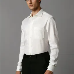 Louis Philippe Cream Cotton Regular Fit Shirt image 3