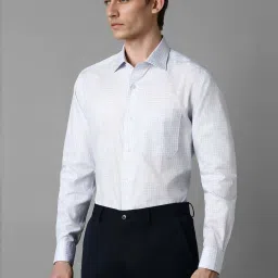 Louis Philippe Blue Cotton Regular Fit Checks Shirt image 3