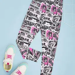 Pantaloons Junior Girls Antique White & Black Printed Legging-picture-35