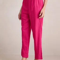 FEMMELLA Pink Relaxed Fit Solid Trousers image 3