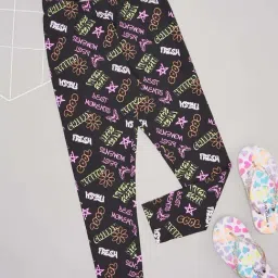 Pantaloons Junior Girls Black Iris Printed Legging-image-36