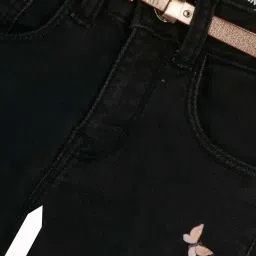 Gini & Jony Kids Black Regular Fit Jeans & Belt image 3