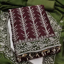 Peachmode Embroidered Unstitched Dress Material-picture-10