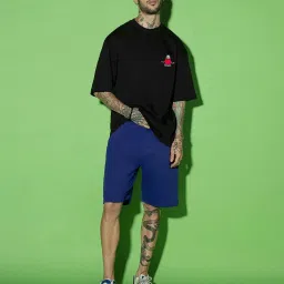 Bewakoof Black Loose Fit Graphic Print Oversized Crew T-Shirt image 3