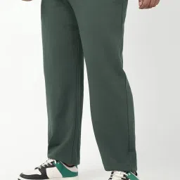 Bewakoof Grey Blended Relaxed Fit Solid Plus Size Joggers image 3