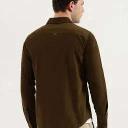 United Colors of Benetton Brown Cotton Regular Fit Texture Shirt image 2