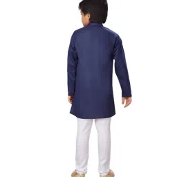 Ahhaaaa Kids Navy & White Printed Kurta with Pyjamas image 2
