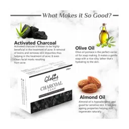 Globus Naturals Charcoal Soap Enriched with Almond Oil & Glycerine - 100 gm (Pack of 3) image 2