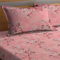 Klotthe Pink 400 TC Cotton Double Elastic Book Fold Bedsheet with 2 Pillow Covers image 3