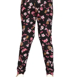Aarika Kids Pink & Black Floral Print Leggings (Pack Of 2) image 2