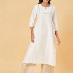 Rangmanch by Pantaloons White Embroidered A Line Kurta-picture-15