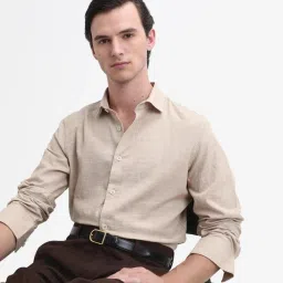 Rare Rabbit Beige Cotton Regular Fit Solid Shirt image 3