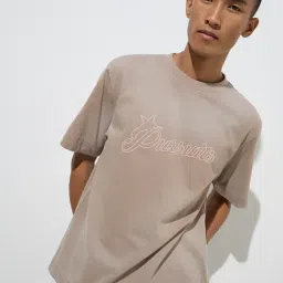 nuon men Nuon by Westside Taupe Text Design Relaxed-Fit Cotton T-Shirt-picture-22