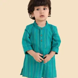 Fabindia Boys Green Self Design Kurta-image-66