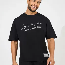 Styli Black Relaxed Fit Printed T-Shirt & Shorts Set image 3