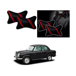 Auto Pearl Strip Red Car Neck Cushion/Neck Pillow Compatible with Hindustan Ambassador image 4